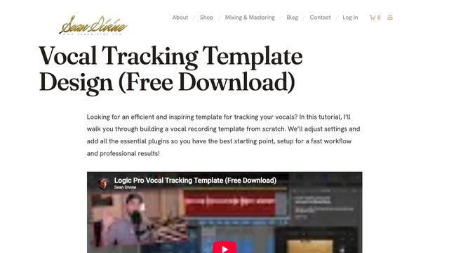 Free Logic Pro X Template: Vocal Tracking Session Setup (Sean Divine)