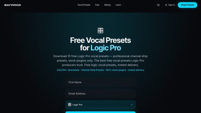 Free Logic Pro Channel Strip Presets: 10 Stock-Plugin Vocal Presets (Baywood Audio)