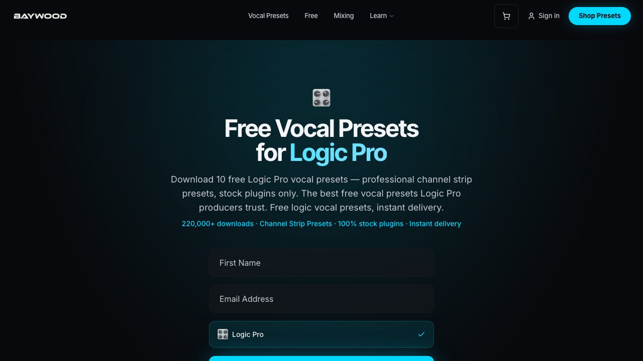 Free Logic Pro Channel Strip Presets: 10 Stock-Plugin Vocal Presets (Baywood Audio)