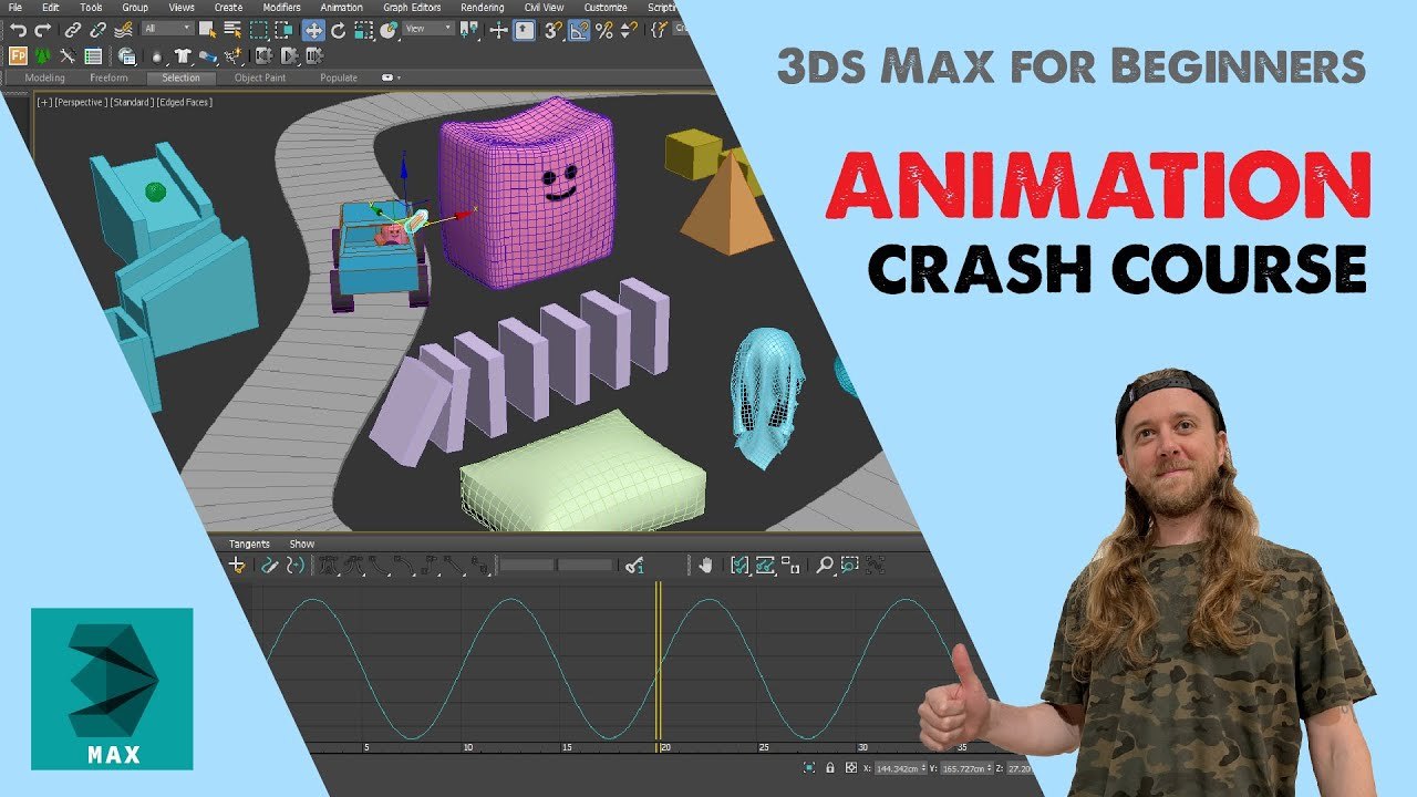 Free 3ds Max Animation Crash Course Scene: Keyframes, MassFX, Cloth
