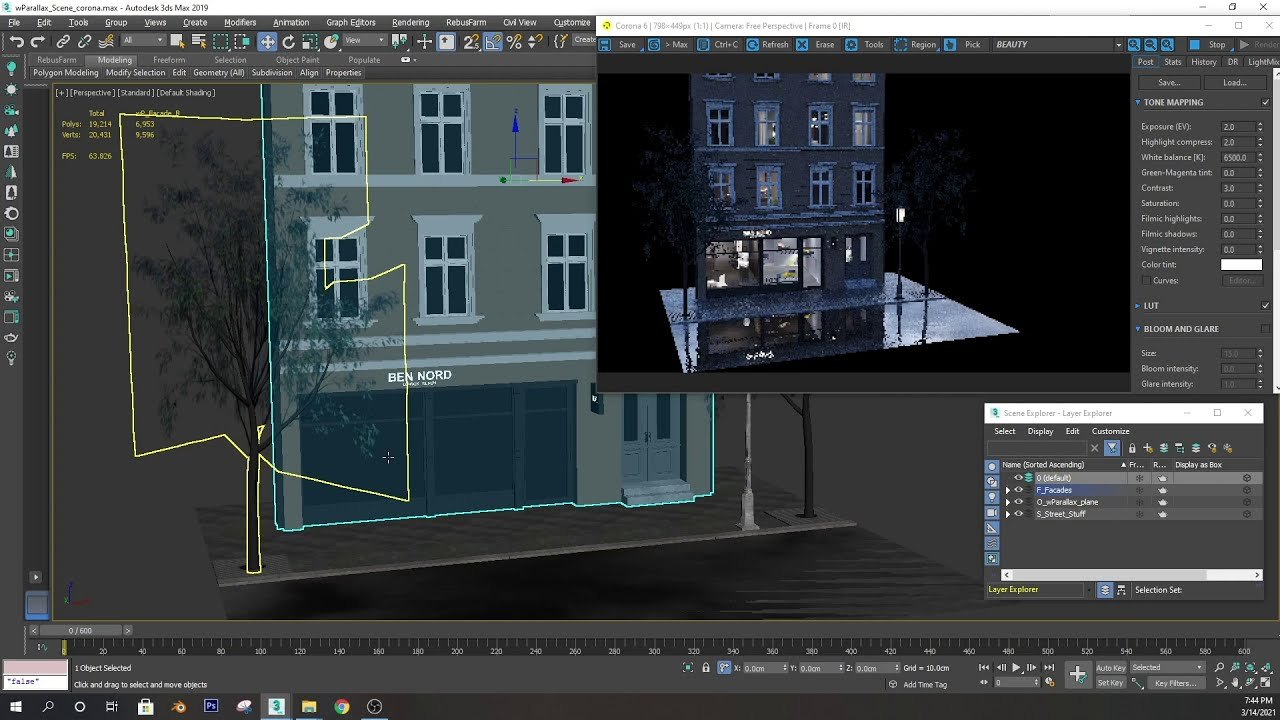 Free 3ds Max wParallax OSL Scene: Fake Interiors for Corona & V-Ray