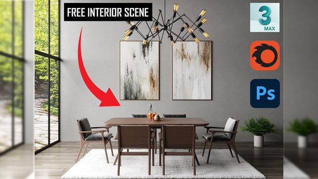 Free 3ds Max Corona Interior Scene: Lighting + Photoshop (ROC Visual)