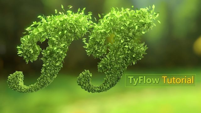 Free 3ds Max tyFlow Scene: Flying Leaf Particle Text (Starsbirthvfx)