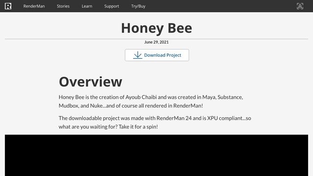 Free Maya RenderMan 24 Scene: Honey Bee Creature Look-Dev Project