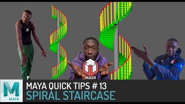 Free Maya Scene: Kelvin Tam Spiral Staircase Procedural Setup