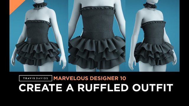Free Marvelous Designer 10 Project: Ruffled Outfit (Travis Davids)