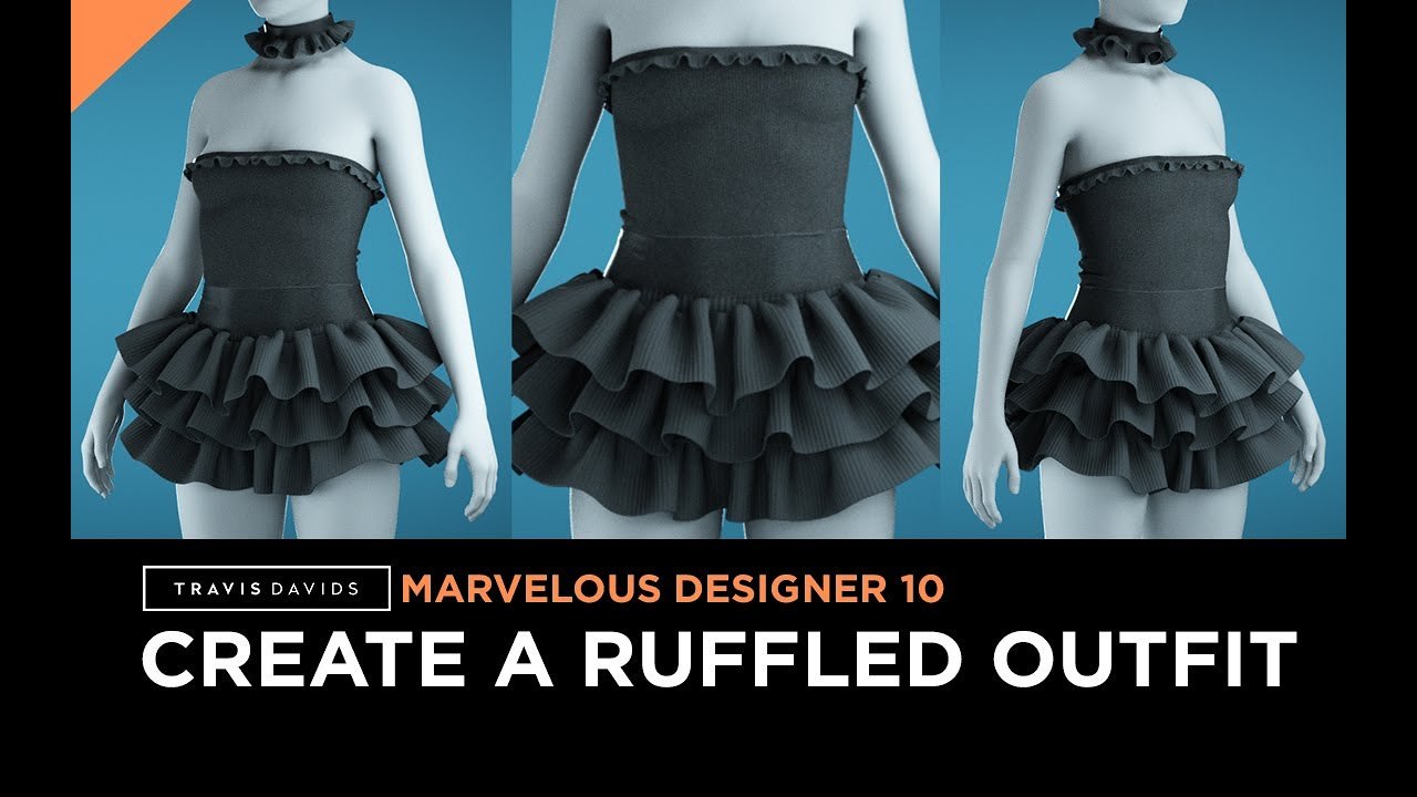 Free Marvelous Designer 10 Project: Ruffled Outfit (Travis Davids)