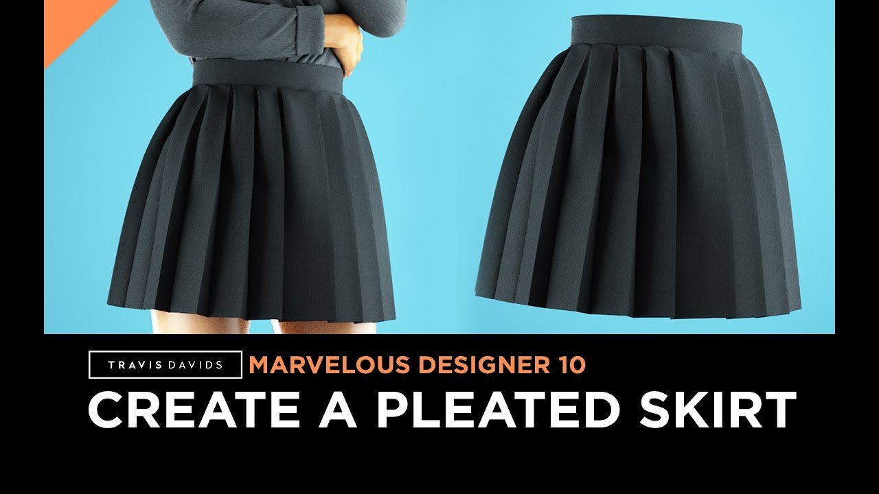Free Marvelous Designer 10 Project: Pleated Skirt (Travis Davids)