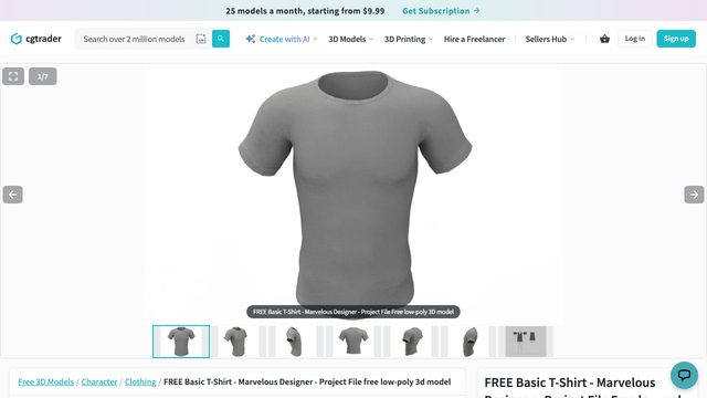 Free Marvelous Designer Garment: Basic T-Shirt ZPAC (HoodedSamuraii)