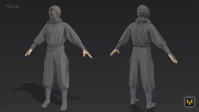 Free Marvelous Designer 10 Project: Ninja Costume (CgCostumes)