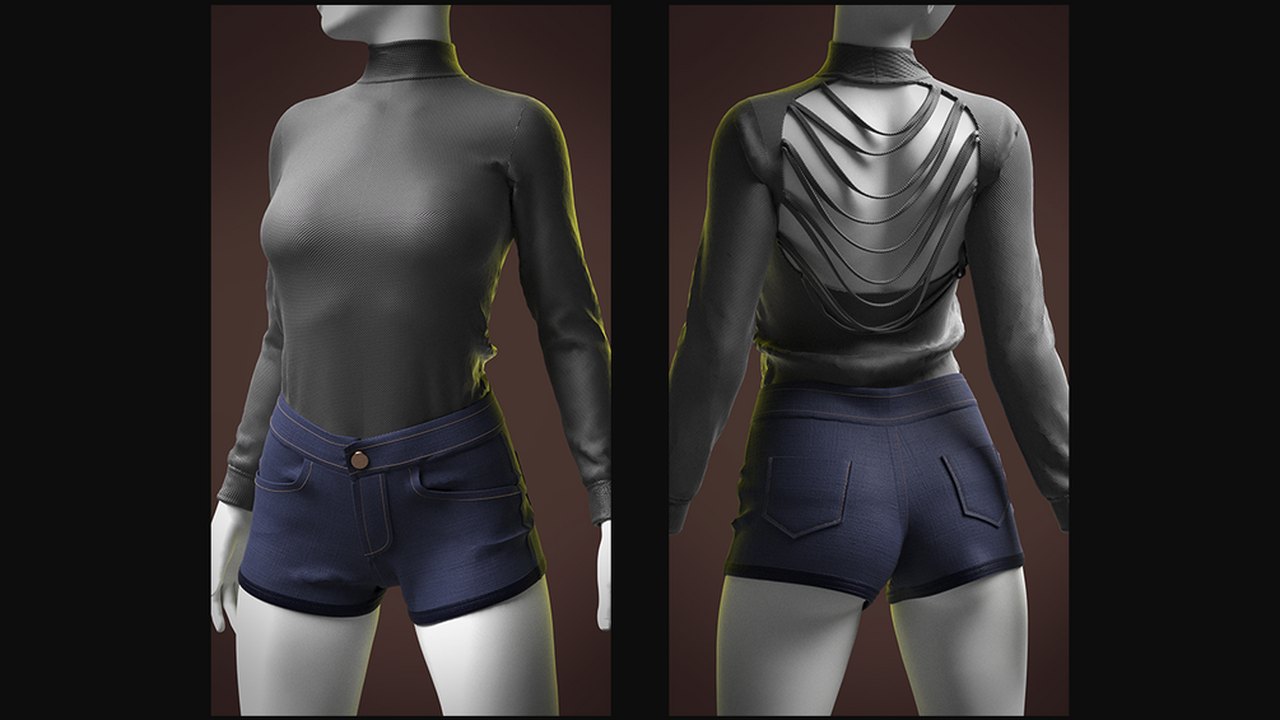 Free Marvelous Designer Project: Wide Back Top with Straps (Fab Mat)