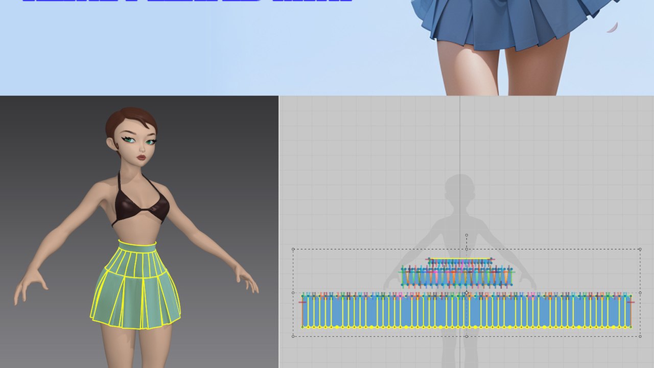 Free Marvelous Designer Scene: A-Line Pleated Mini Skirt (SMoore)