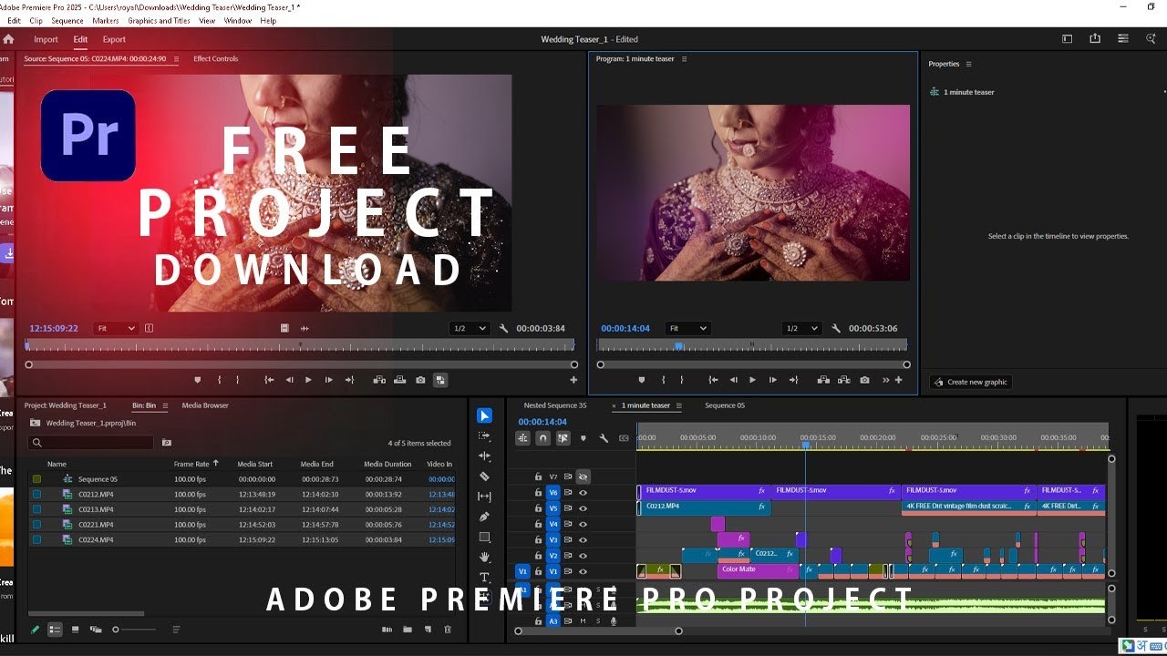Free Premiere Pro Wedding Highlight Project (Royal Photoediting)