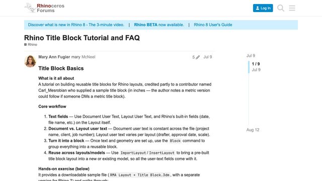 Free Rhino 8 Exercise File: Layout Title Block Tutorial (McNeel)
