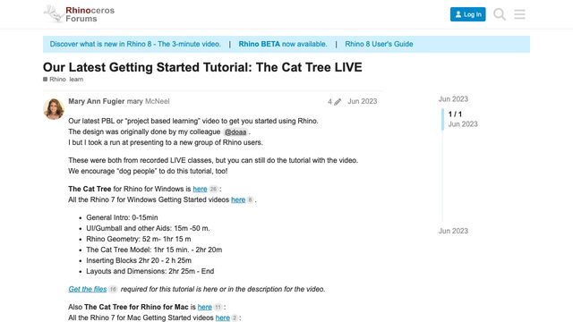 Free Rhino 7 Getting Started Files: The Cat Tree Class (McNeel)