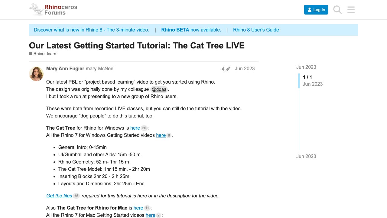Free Rhino 7 Getting Started Files: The Cat Tree Class (McNeel)