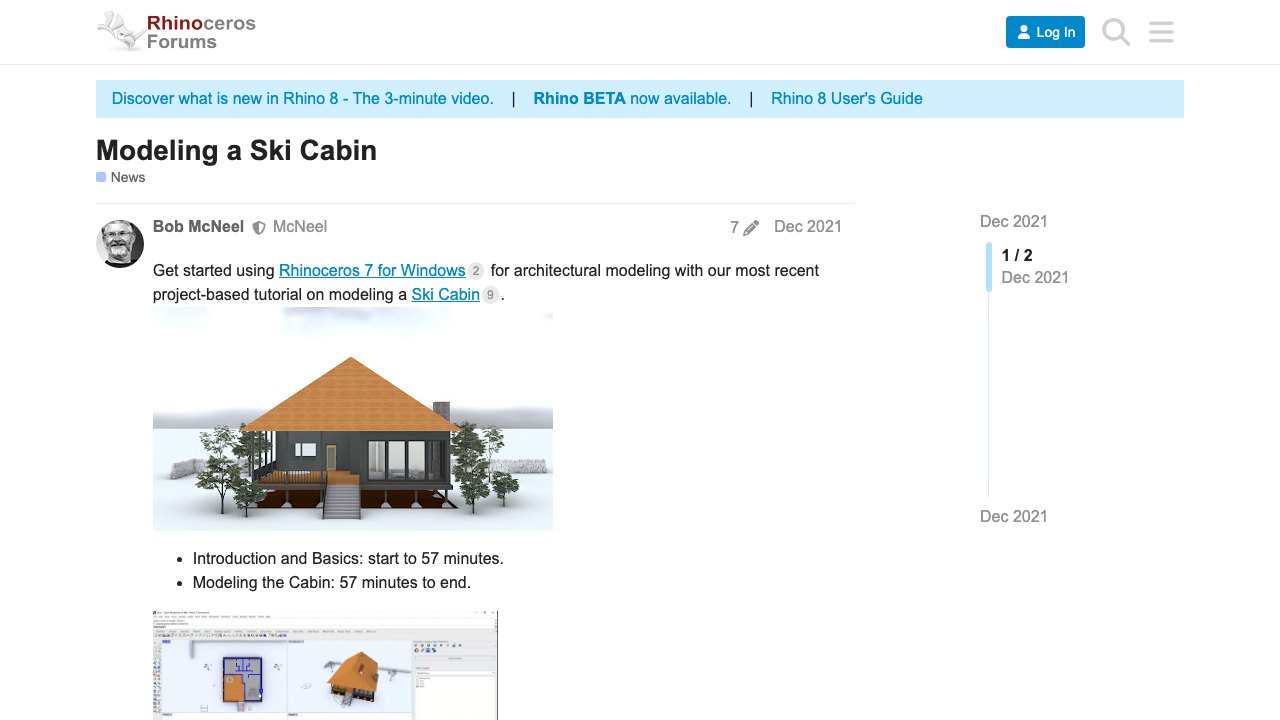Free Rhino 7 Getting Started Files: Modeling a Ski Cabin (McNeel)
