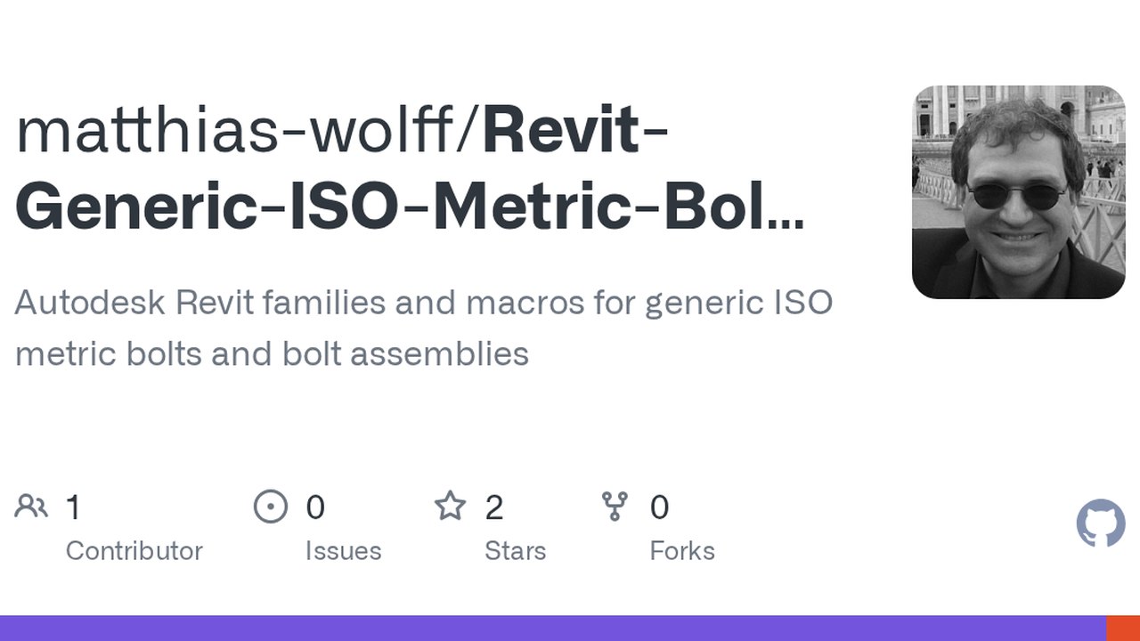 Free Revit 2022 Family: Generic ISO Metric Bolt Assembly with Type Catalog (Matthias Wolff)