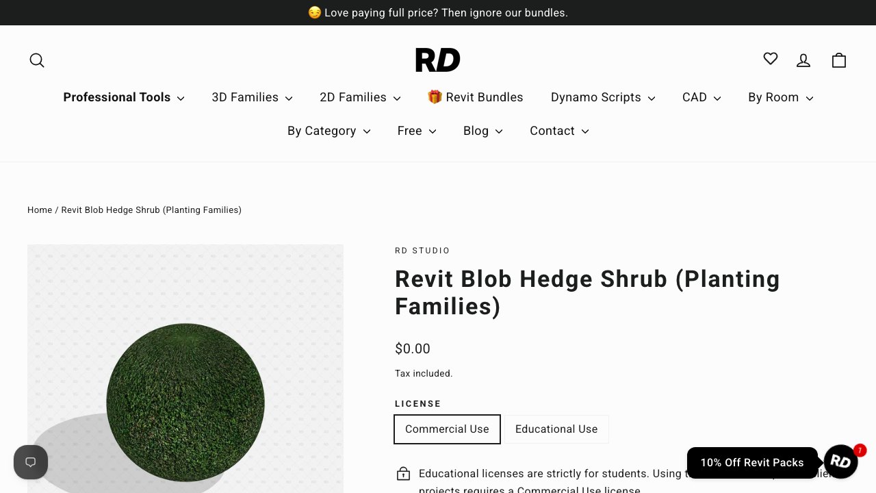 Free Revit 2020 Family: Parametric Blob Hedge Shrub Planting Family (RD Studio)