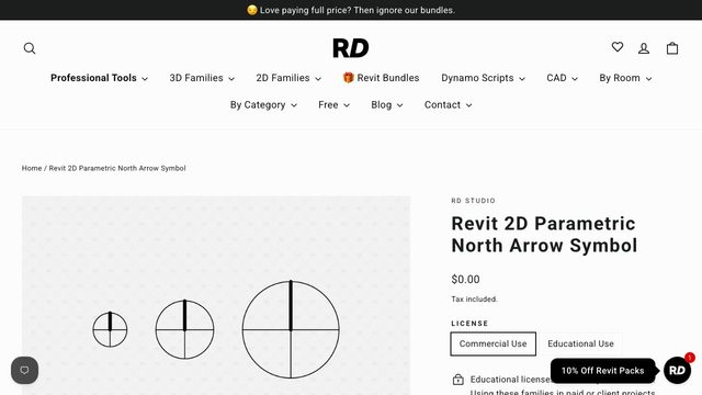 Free Revit Family: 2D Parametric North Arrow Annotation Symbol (RD Studio)