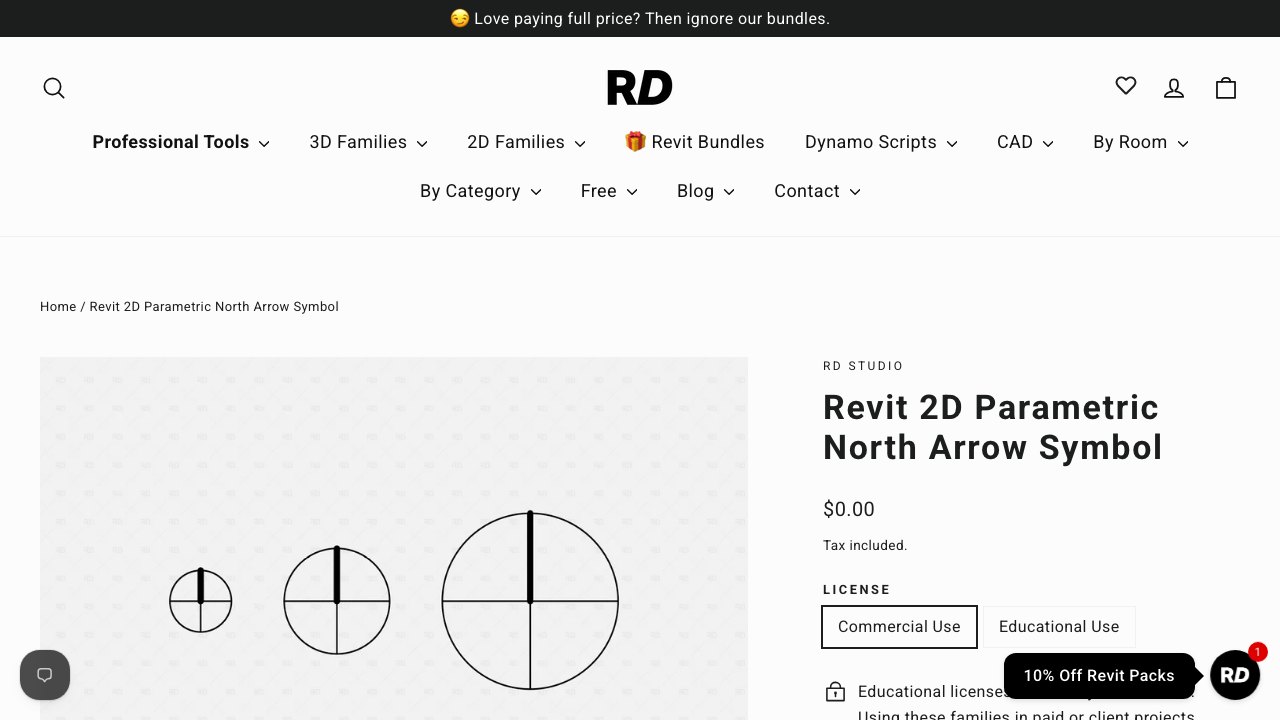 Free Revit Family: 2D Parametric North Arrow Annotation Symbol (RD Studio)