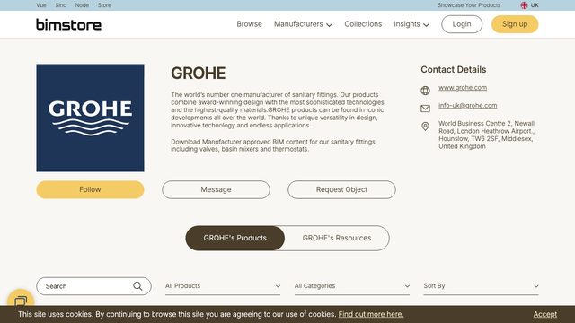 Free Revit Family Pack: GROHE Faucets, WCs and Thermostats Library on Bimstore (GROHE)