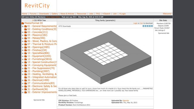 Free Revit 2011 Family: Face-Based Parametric Wall Tiling (Bayonle)