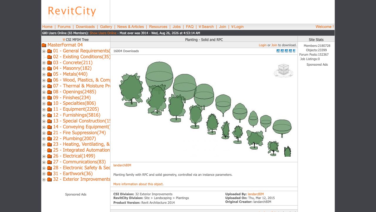 Free Revit 2014 Family: Planting with RPC and Solid Geometry Switch (landarcBIM)