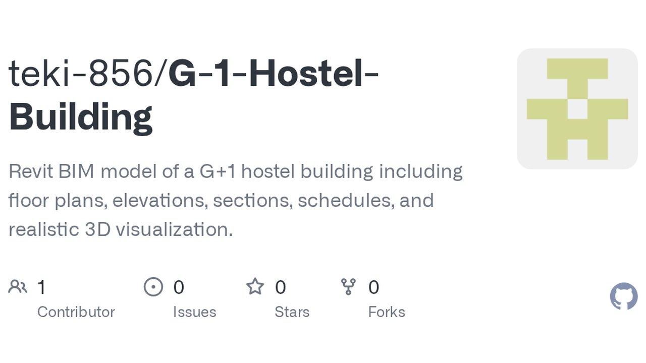 Free Revit 2027 Project: C-Shaped G+1 Hostel Building (teki-856)