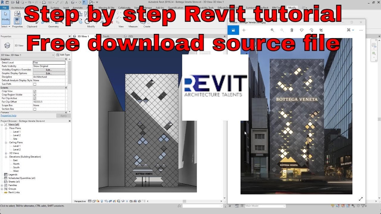 Free Revit 2019 Project: Bottega Veneta Store Façade (Revit Architecture Talents)
