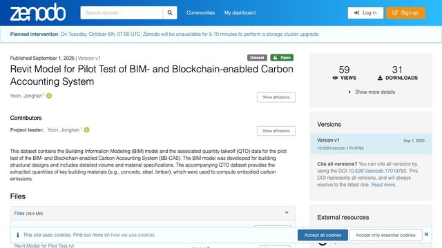 Free Revit 2024 Project: Structural Model for a BIM and Blockchain Carbon Accounting Pilot (Jonghan Yoon)