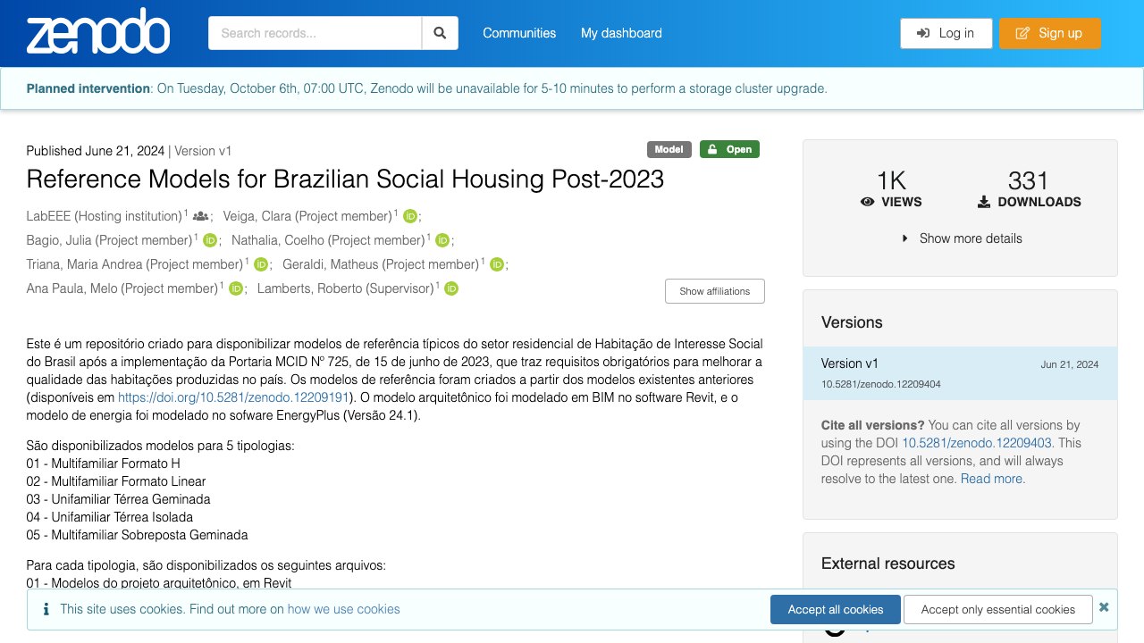 Free Revit 2024 Project: Brazilian Social Housing Reference Models after Portaria 725 (LabEEE UFSC)
