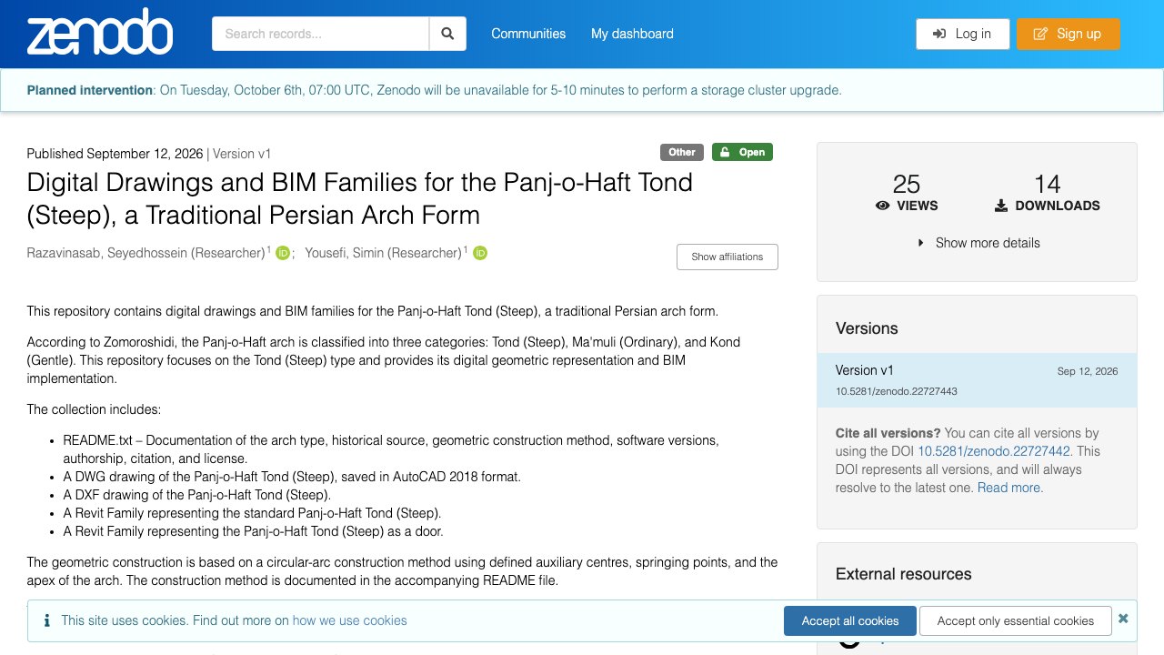 Free Revit 2026 Family: Panj-o-Haft Tond Persian Arch and Arched Door (Razavinasab and Yousefi)
