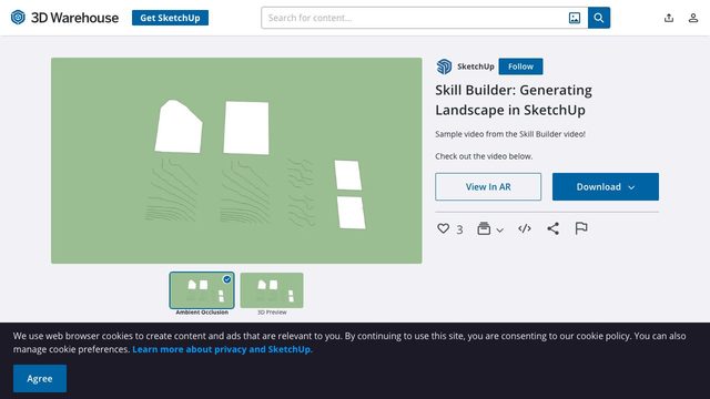 Free SketchUp Skill Builder File: Landscape with Sandbox Tools