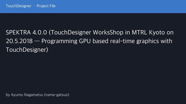 Free TouchDesigner Geometry Shader Workshop Project: SPEKTRA 4.0 Kyoto (Ayumu Nagamatsu)