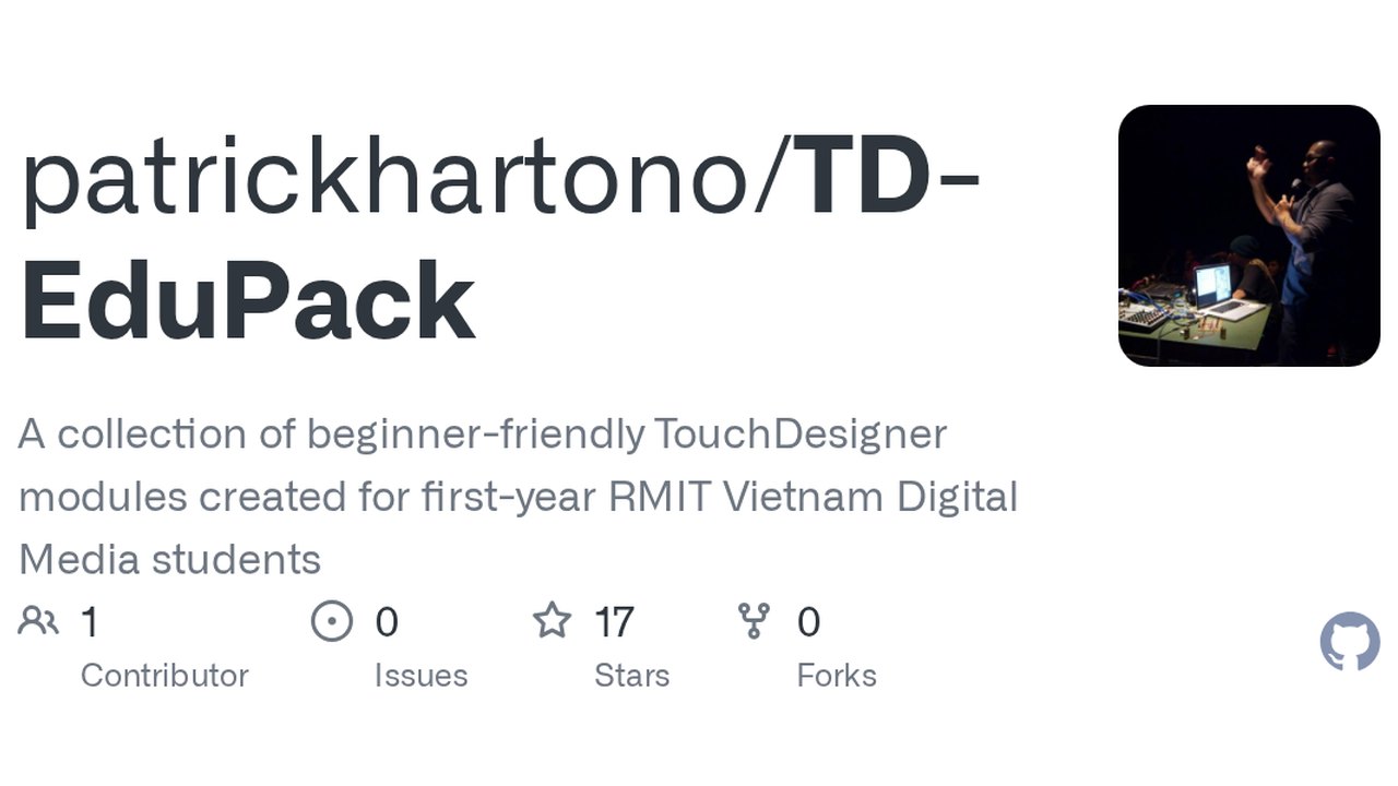 Free TouchDesigner Component Pack: TD-EduPack Beginner Modules, POP & SOP (patrickhartono)