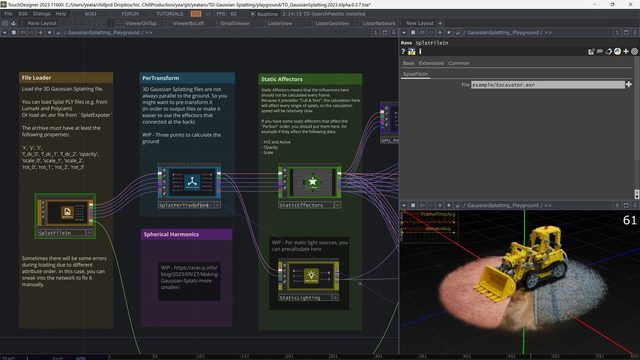 Free TouchDesigner Project: 3D Gaussian Splatting Rasterizer Toolkit (Yea Chen)