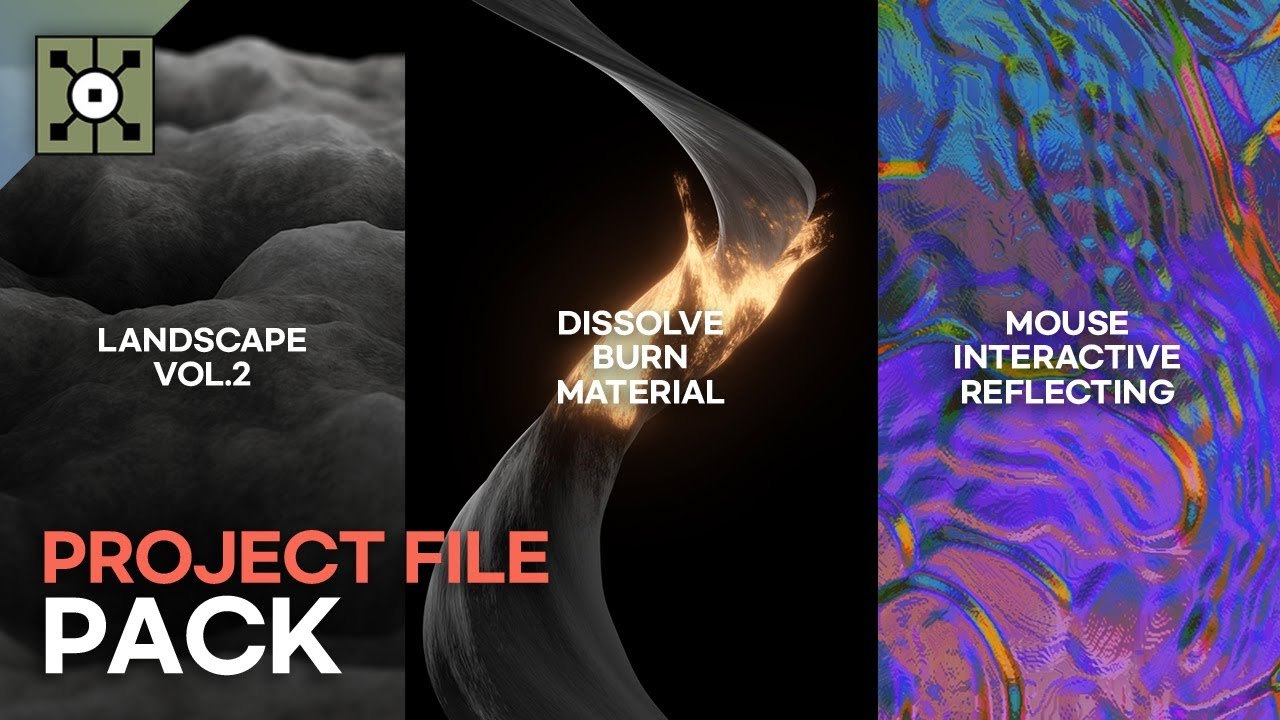 Free TouchDesigner 2020 Project Pack Vol.1: Burn Material, Landscape, Mouse Reflection (Noto The Talking Ball)