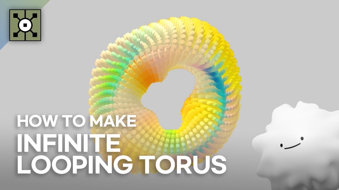 Free TouchDesigner 2020 Project: Infinite Looping Torus with Instancing (Noto The Talking Ball)