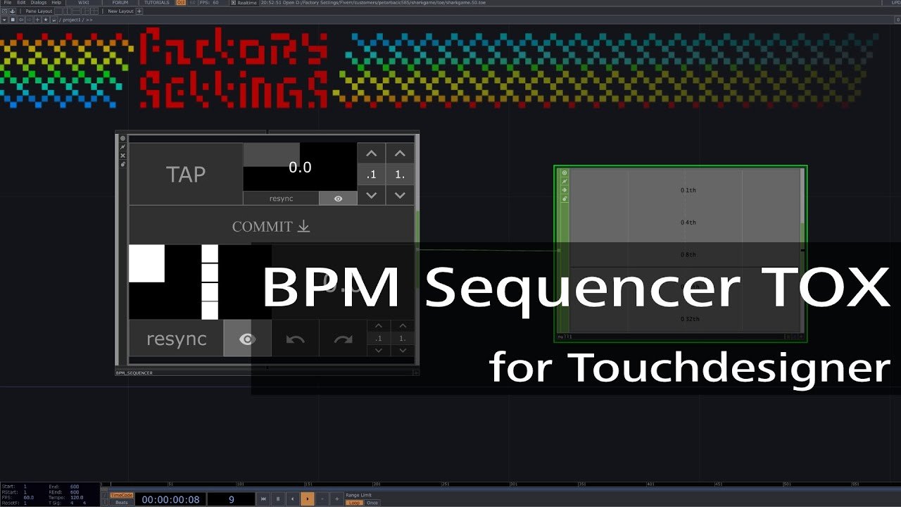 Free TouchDesigner Component: BPM Sequencer Tap-Tempo for VJing (Factory Settings)