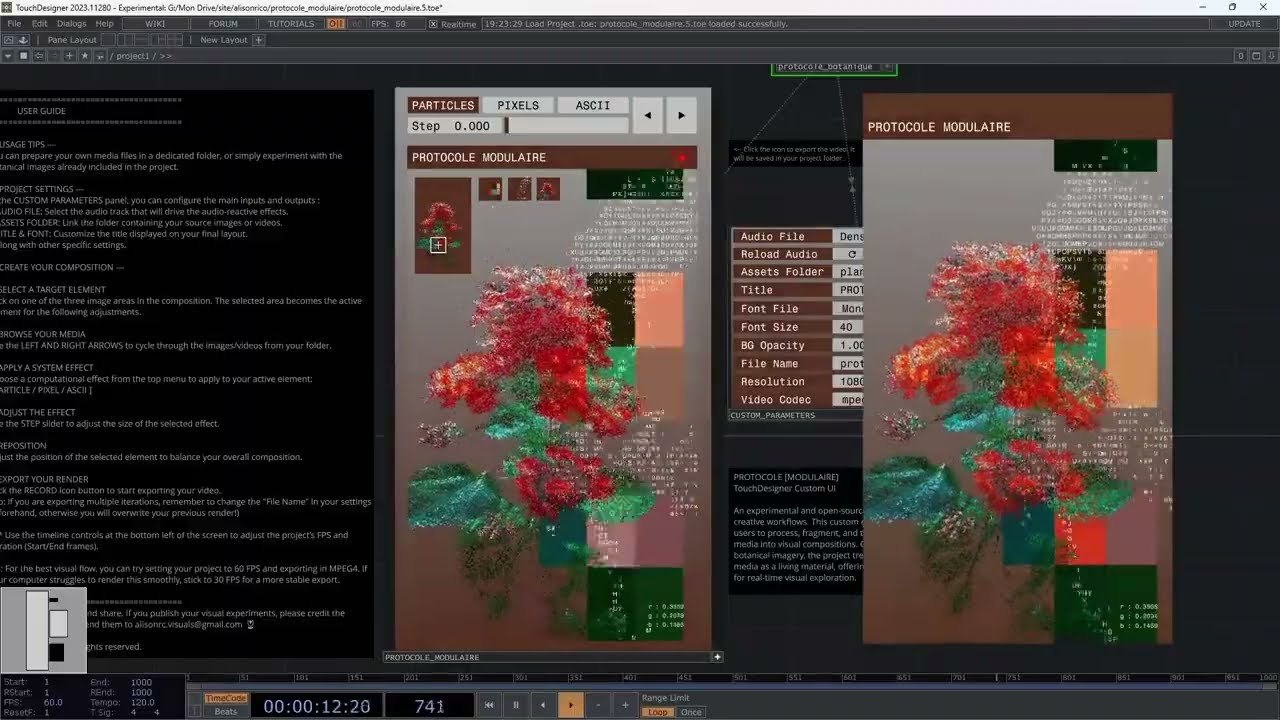Free TouchDesigner Project: Protocole Modulaire Generative Poster Interface (alison rc)