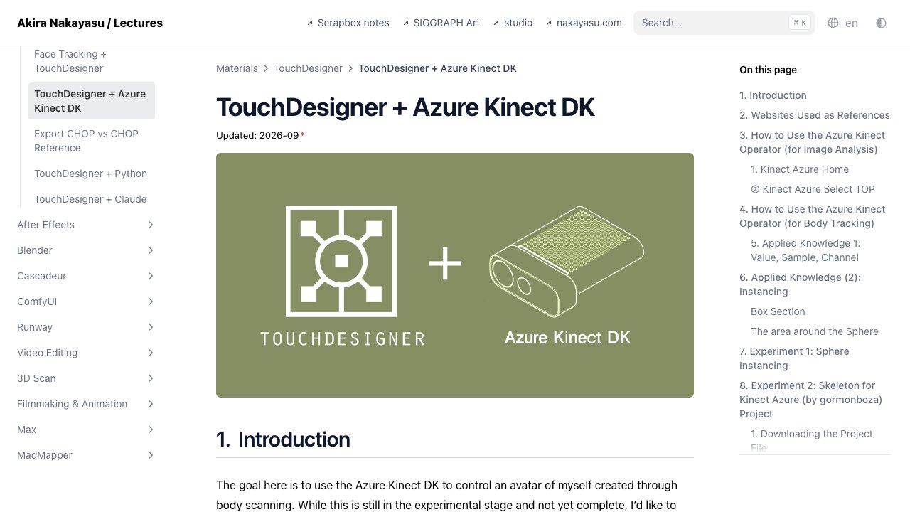 Free TouchDesigner Project: Azure Kinect DK Body Tracking Samples (Akira Nakayasu)