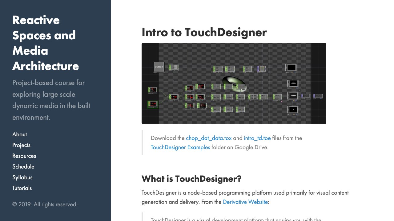 Free TouchDesigner Project: Intro to Operators, CHOP Data and References (CMU Reactive Spaces Course)