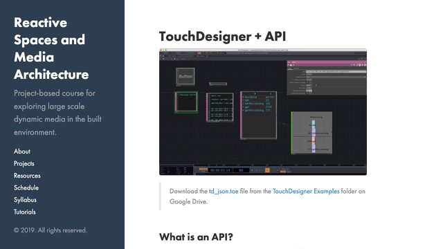 Free TouchDesigner Project: Web DAT API Request and JSON Parsing (CMU Reactive Spaces Course)