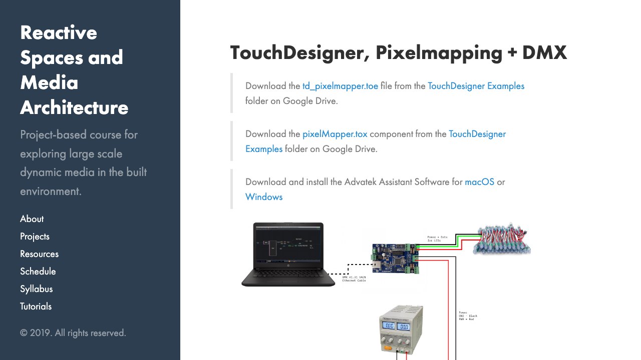 Free TouchDesigner Component: pixelMapper for LED Pixel Mapping over sACN DMX (CMU Reactive Spaces Course)