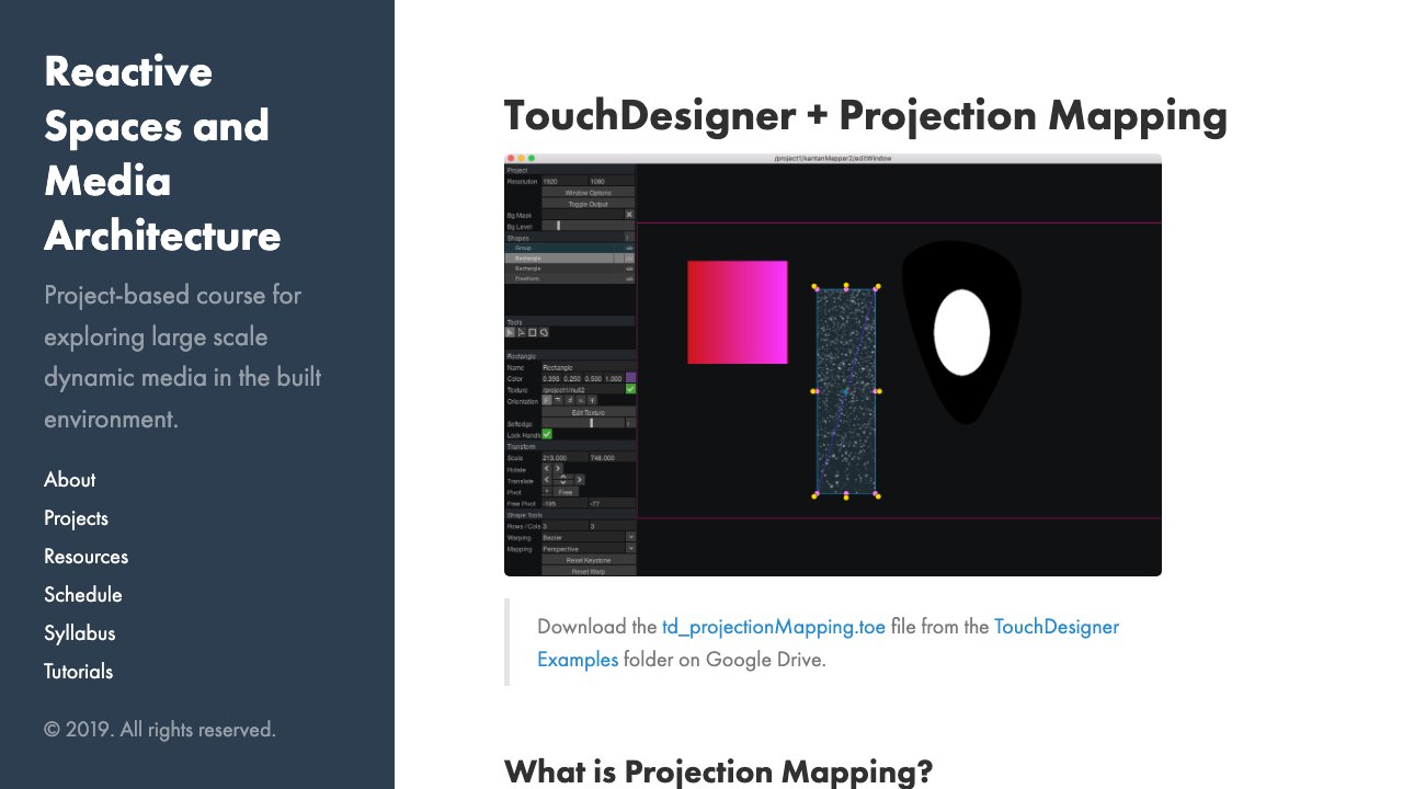 Free TouchDesigner Project: KantanMapper Projection Mapping Setup (CMU Reactive Spaces Course)