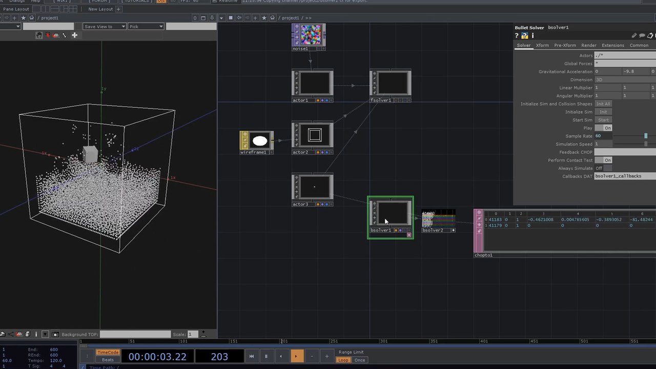 Free TouchDesigner Project: NVIDIA Flex Fluid Tank with Bullet Solver Bodies (petitsapin)