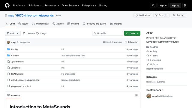 Free UE 5.0 Project: Introduction to MetaSounds Course Files