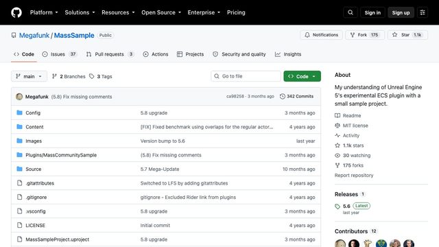 Free UE 5.8 Mass Entity (ECS) Sample Project: Community MassSample