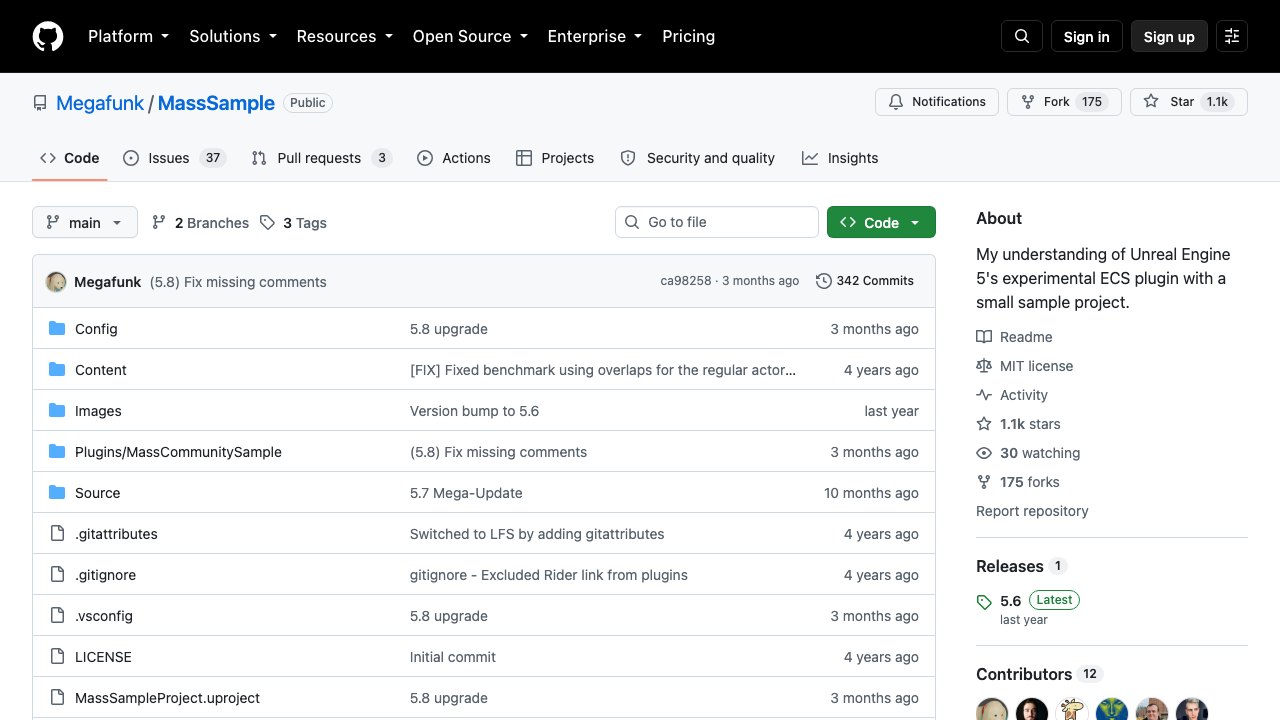 Free UE 5.8 Mass Entity (ECS) Sample Project: Community MassSample